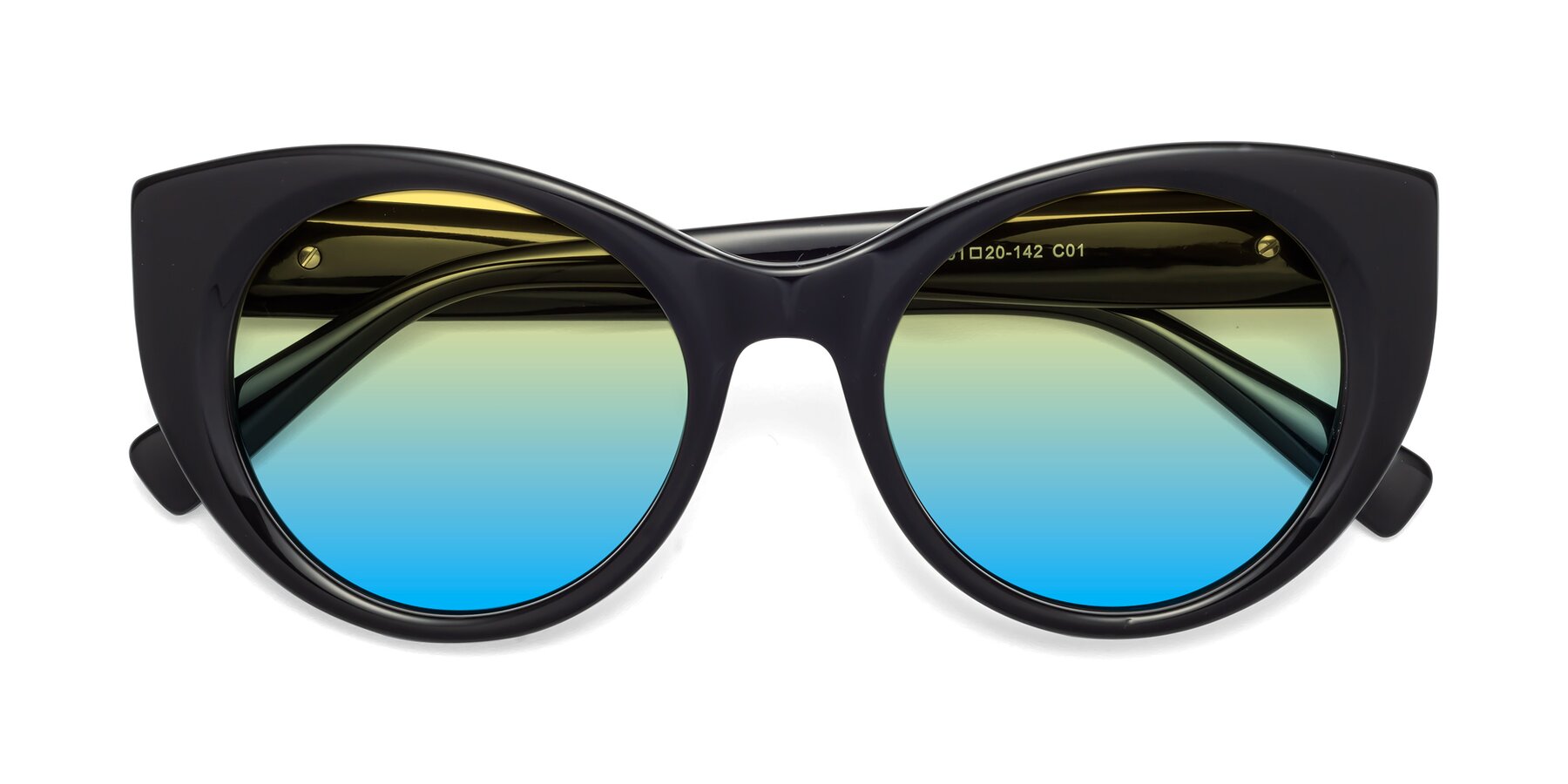 Folded Front of 1575 in Black with Yellow / Blue Gradient Lenses