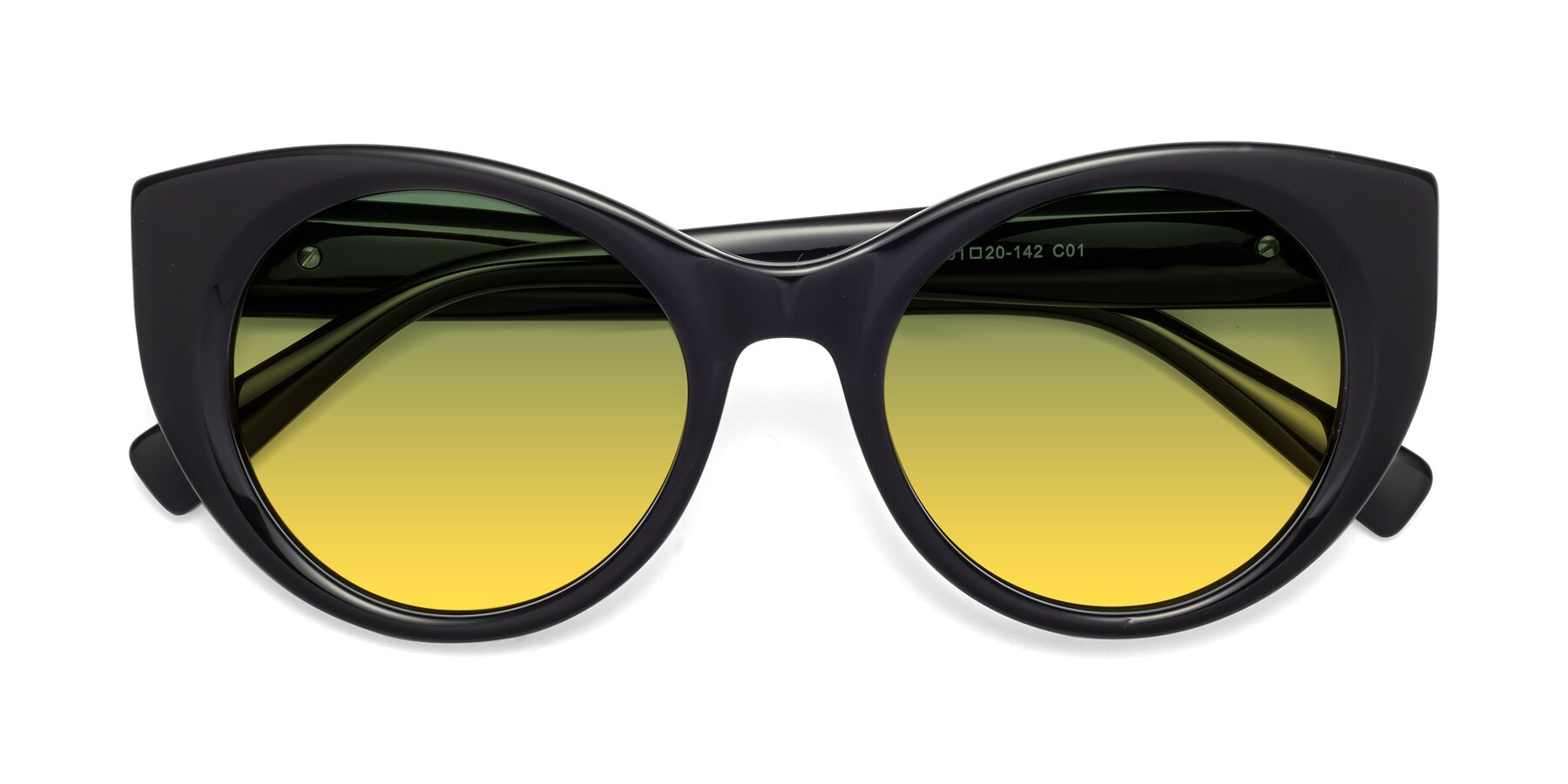 Folded Front of 1575 in Black with Green / Yellow Gradient Lenses