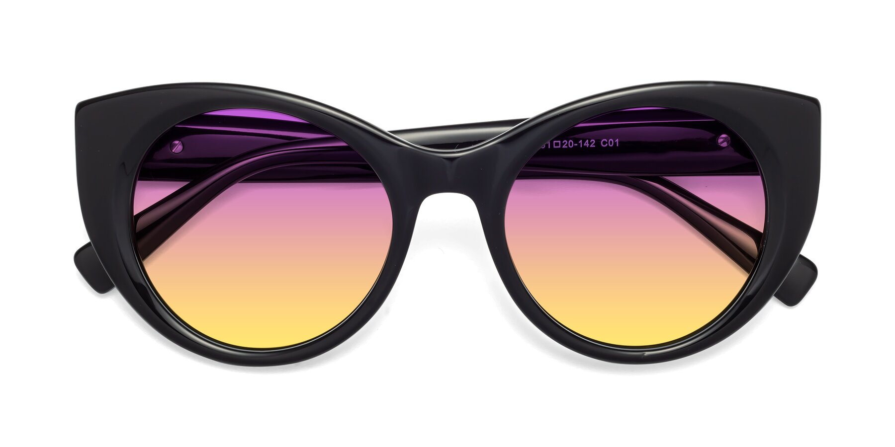 Folded Front of 1575 in Black with Purple / Yellow Gradient Lenses