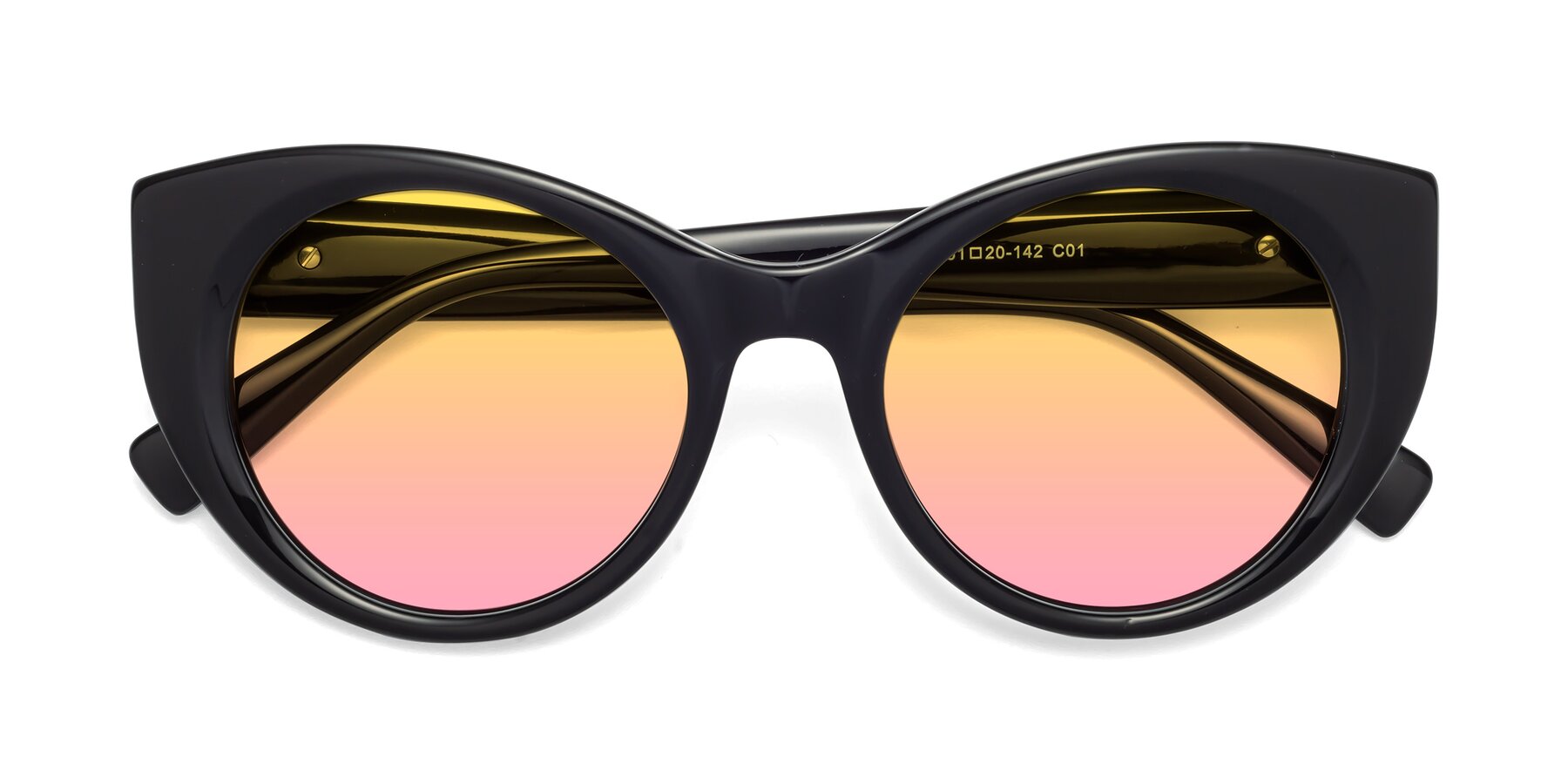 Folded Front of 1575 in Black with Yellow / Pink Gradient Lenses