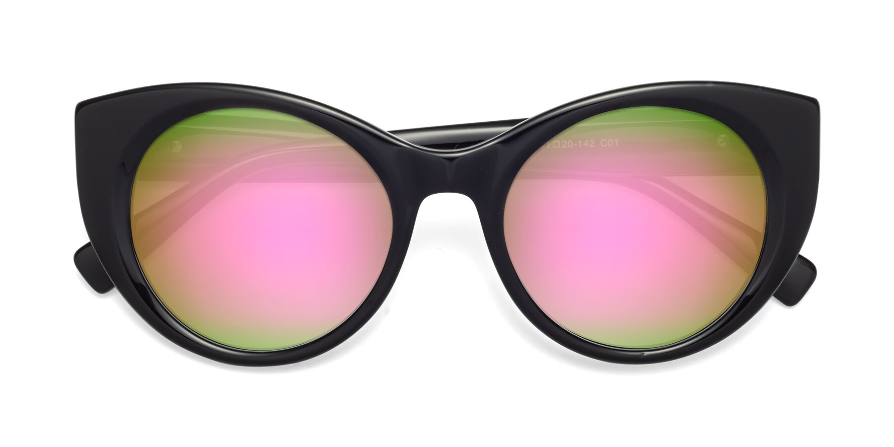 Folded Front of 1575 in Black with Pink Mirrored Lenses