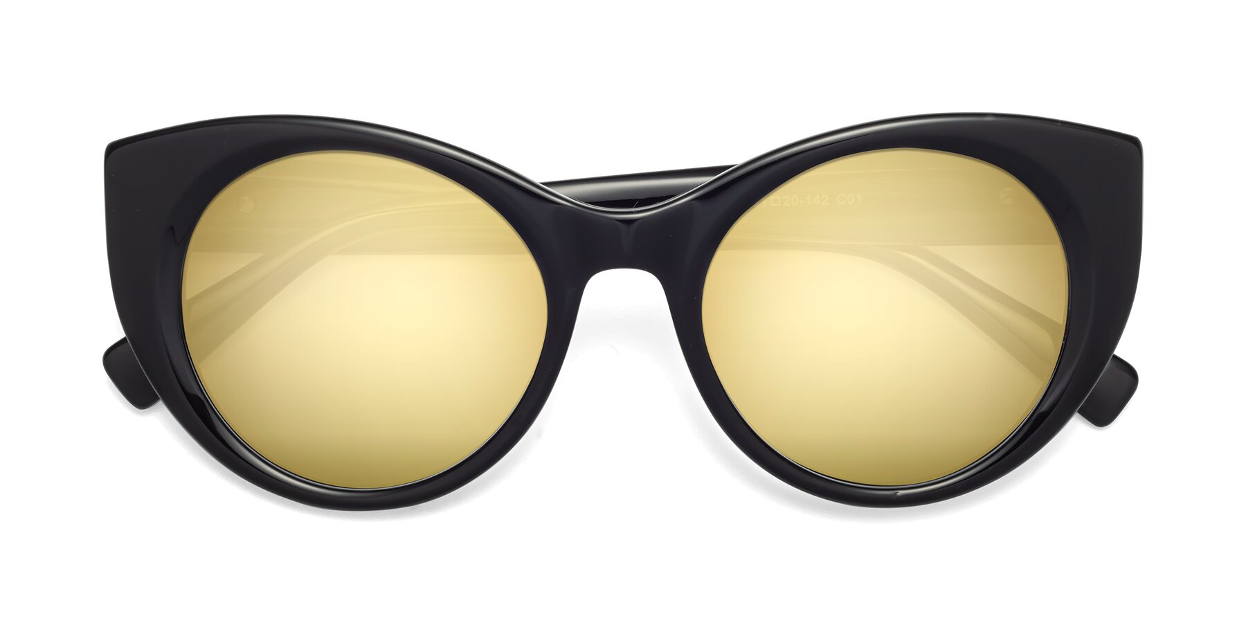 Folded Front of 1575 in Black with Gold Mirrored Lenses