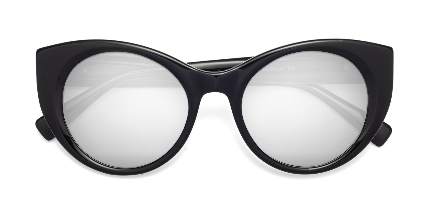 1575 - Black Flash Mirrored Sunglasses