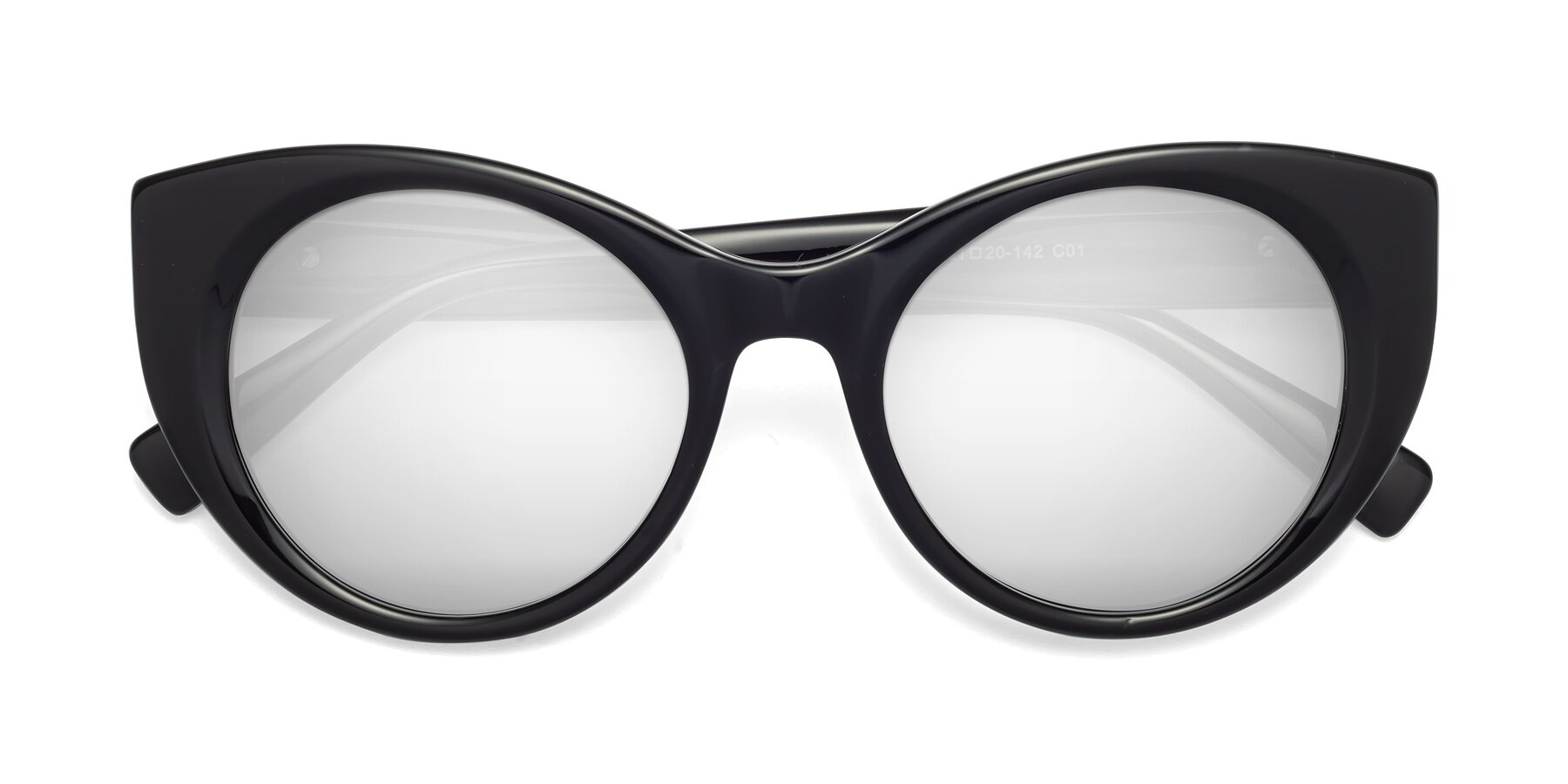 Folded Front of 1575 in Black with Silver Mirrored Lenses