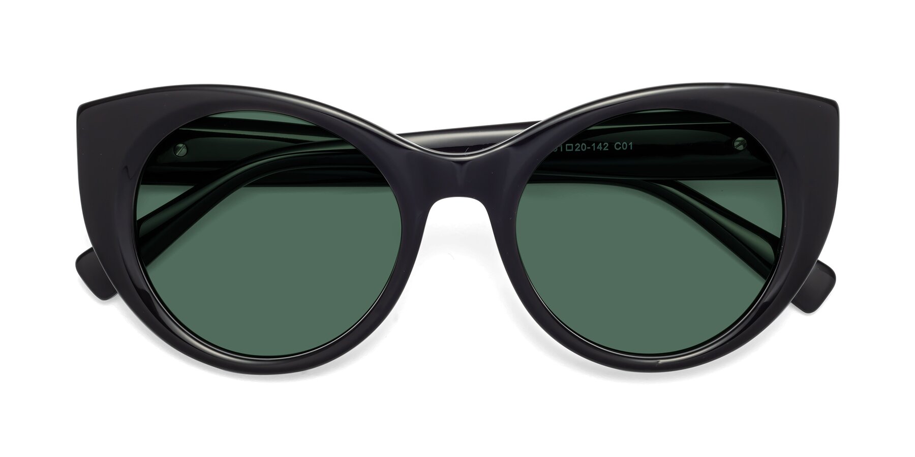 Folded Front of 1575 in Black with Green Polarized Lenses