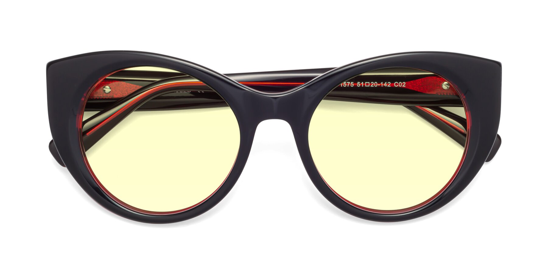 Folded Front of 1575 in Black-Wine with Light Yellow Tinted Lenses