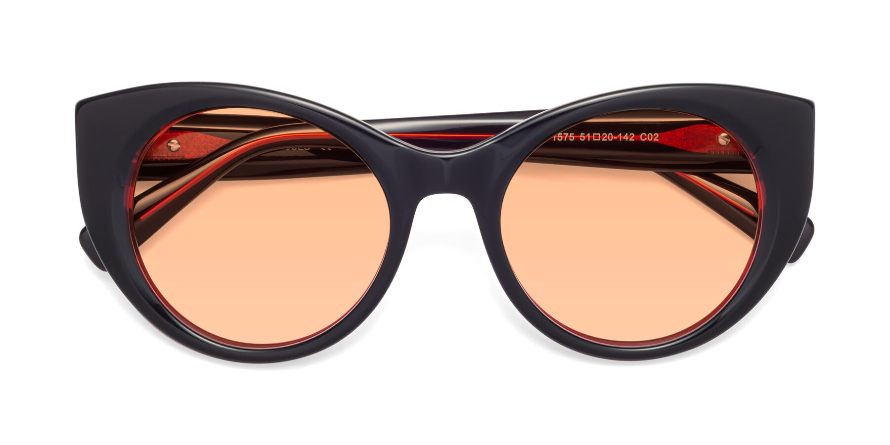 Folded Front of 1575 in Black-Wine with Light Orange Tinted Lenses