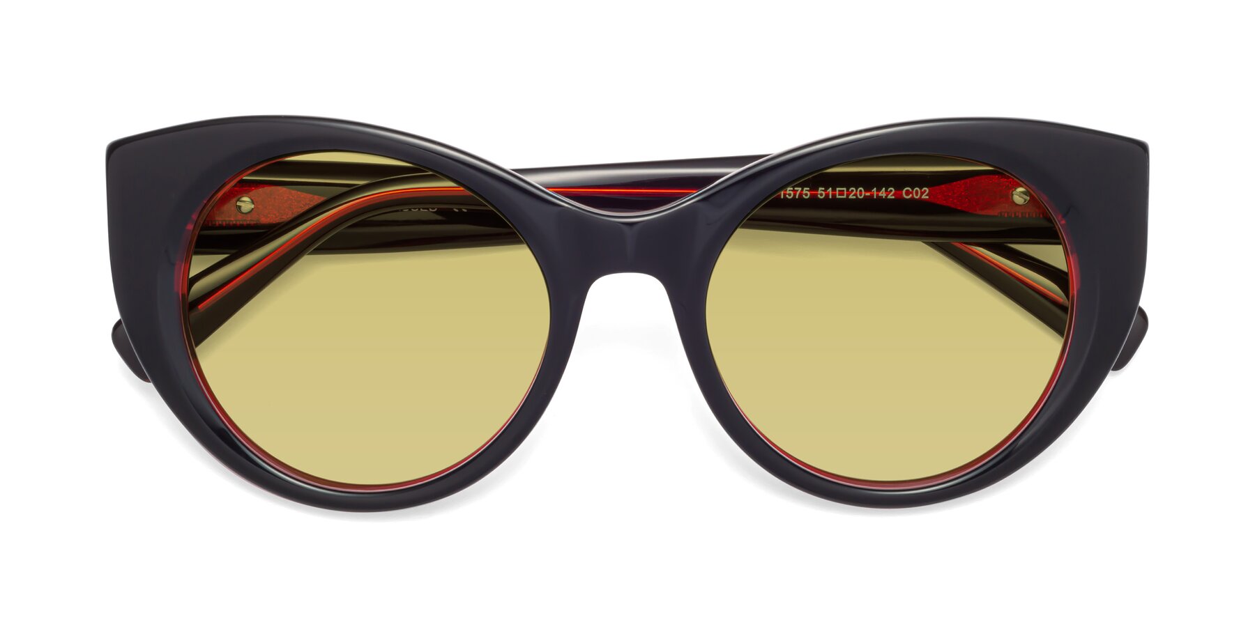 Folded Front of 1575 in Black-Wine with Medium Champagne Tinted Lenses