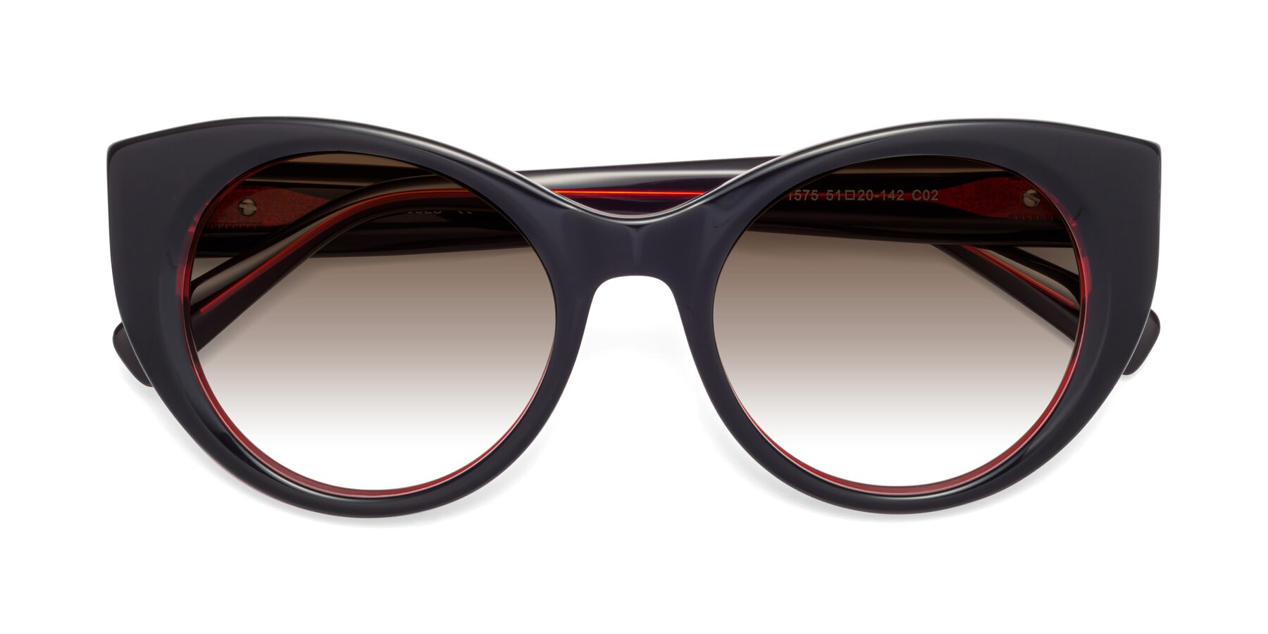 Folded Front of 1575 in Black-Wine with Brown Gradient Lenses
