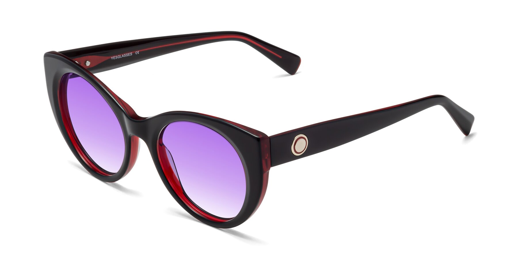 Angle of 1575 in Black-Wine with Purple Gradient Lenses
