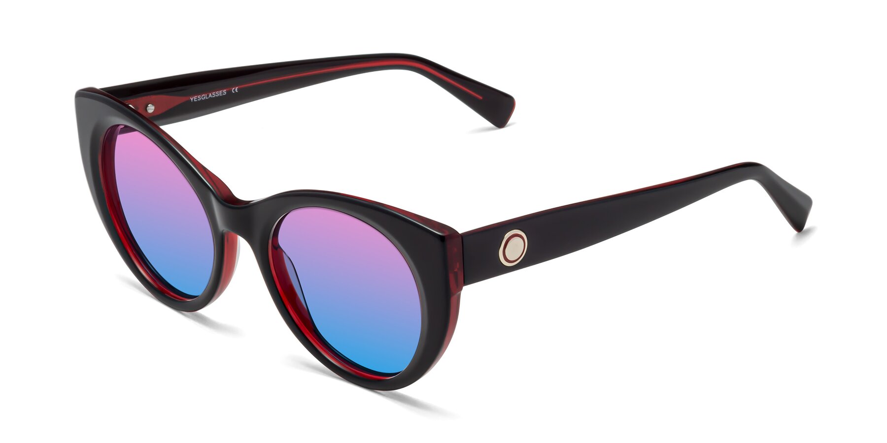 Angle of 1575 in Black-Wine with Pink / Blue Gradient Lenses