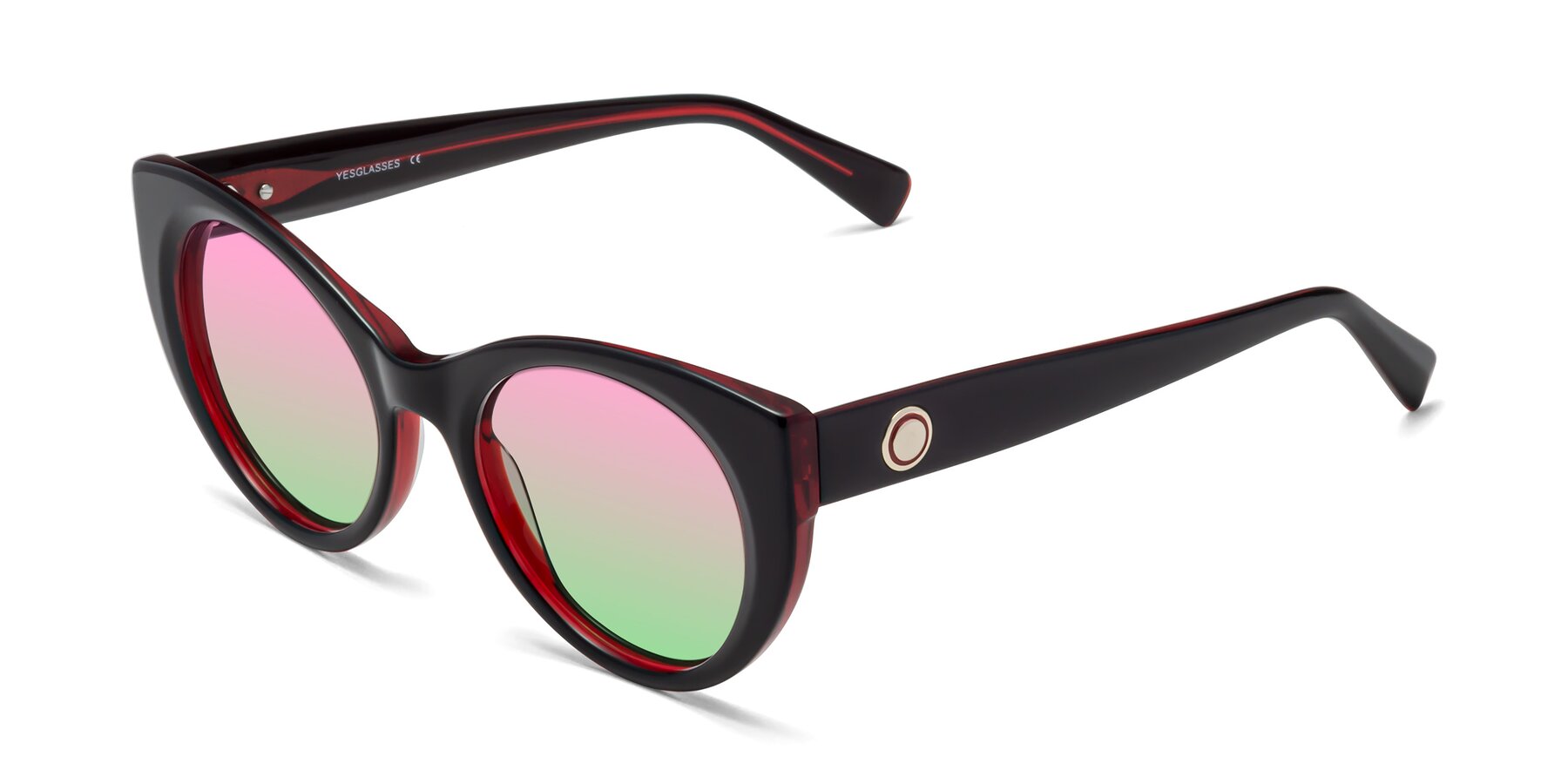 Angle of 1575 in Black-Wine with Pink / Green Gradient Lenses