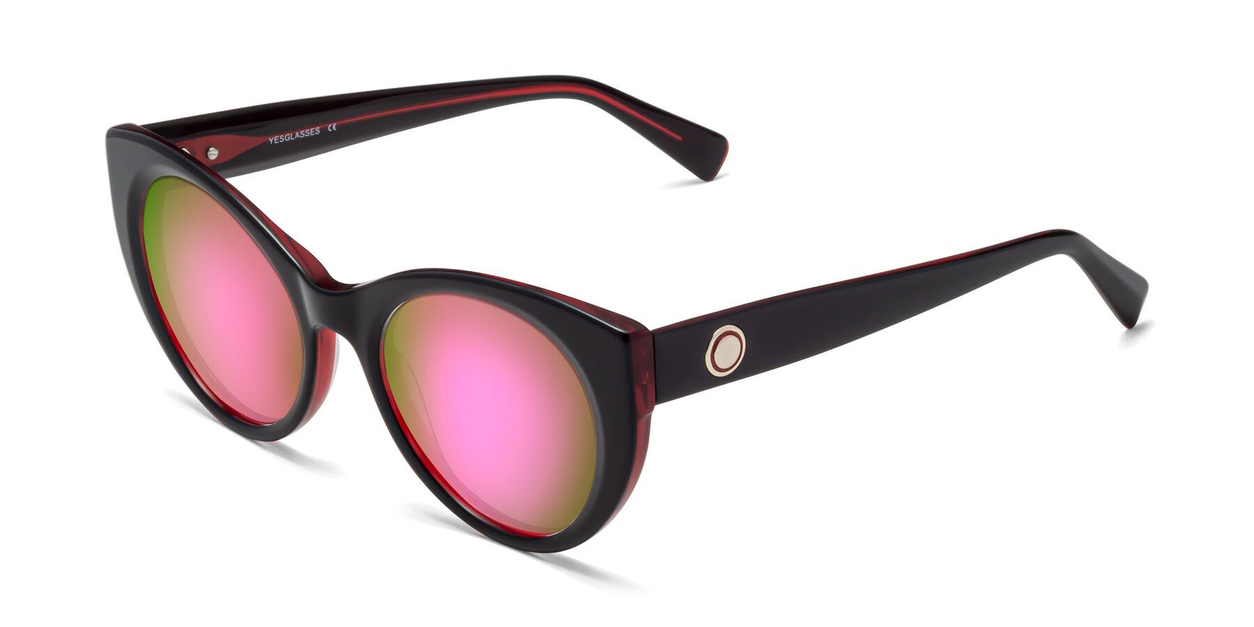 Angle of 1575 in Black-Wine with Pink Mirrored Lenses