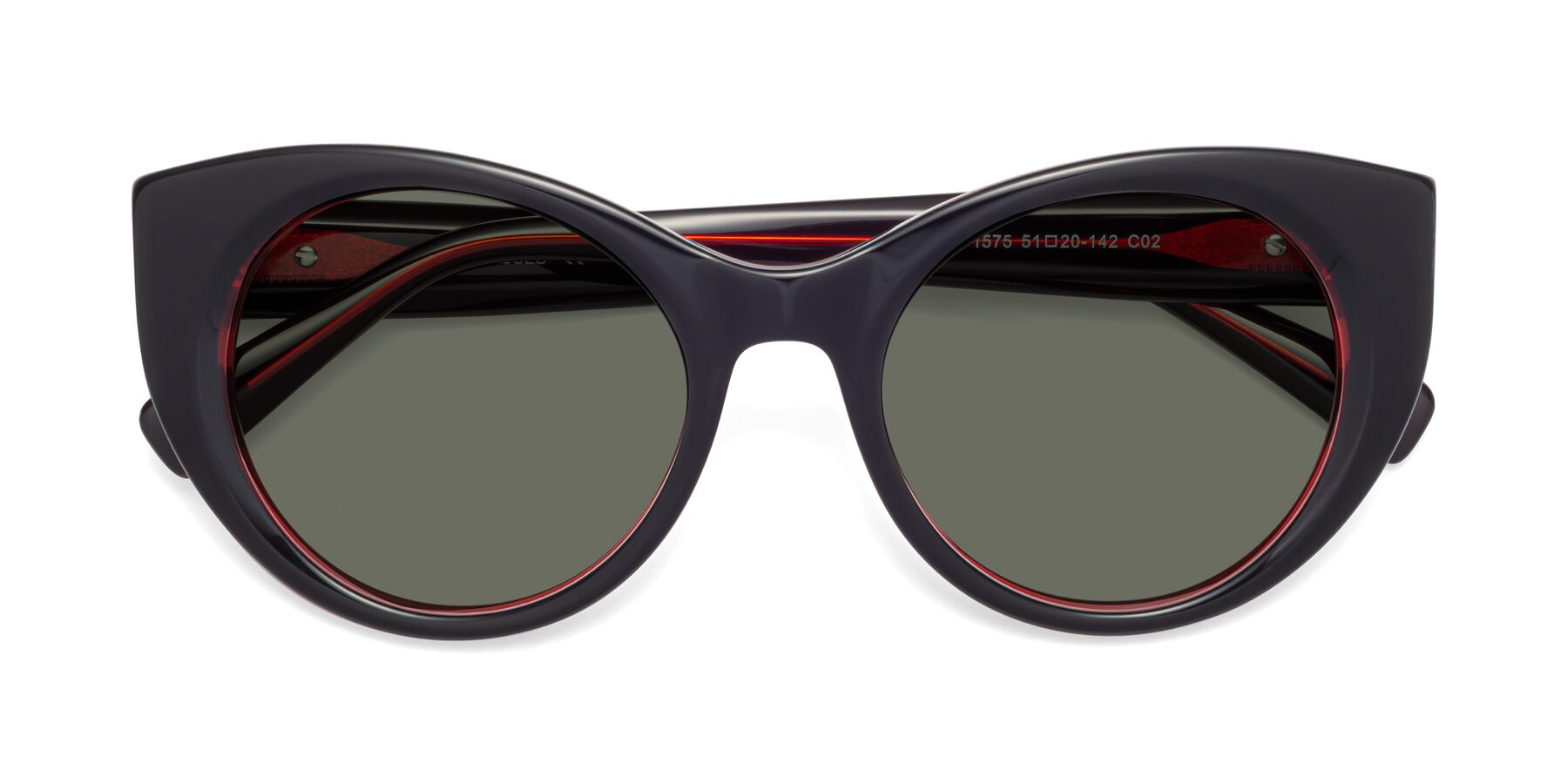 Folded Front of 1575 in Black-Wine with Gray Polarized Lenses