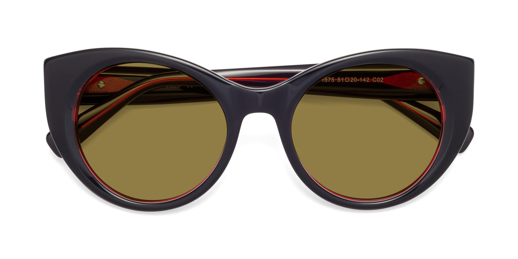 Folded Front of 1575 in Black-Wine with Brown Polarized Lenses