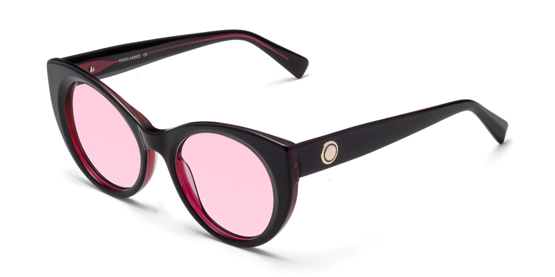 Angle of 1575 in Black-Purple with Light Pink Tinted Lenses