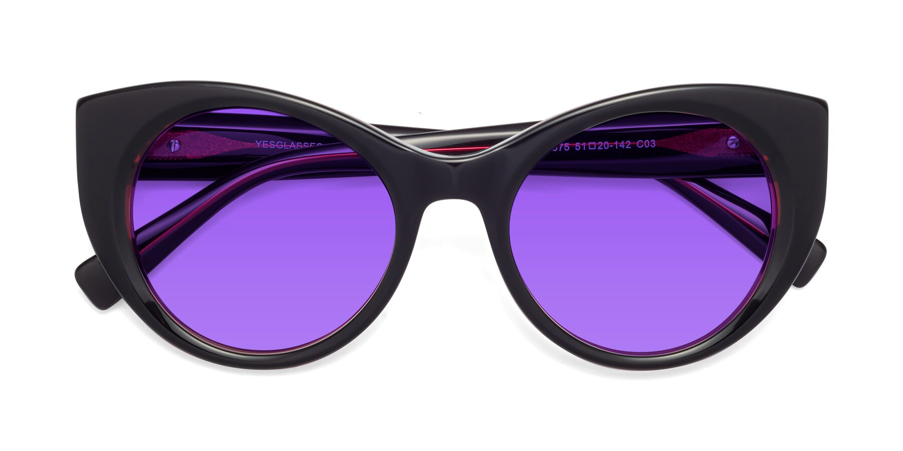 Folded Front of 1575 in Black-Purple with Purple Tinted Lenses