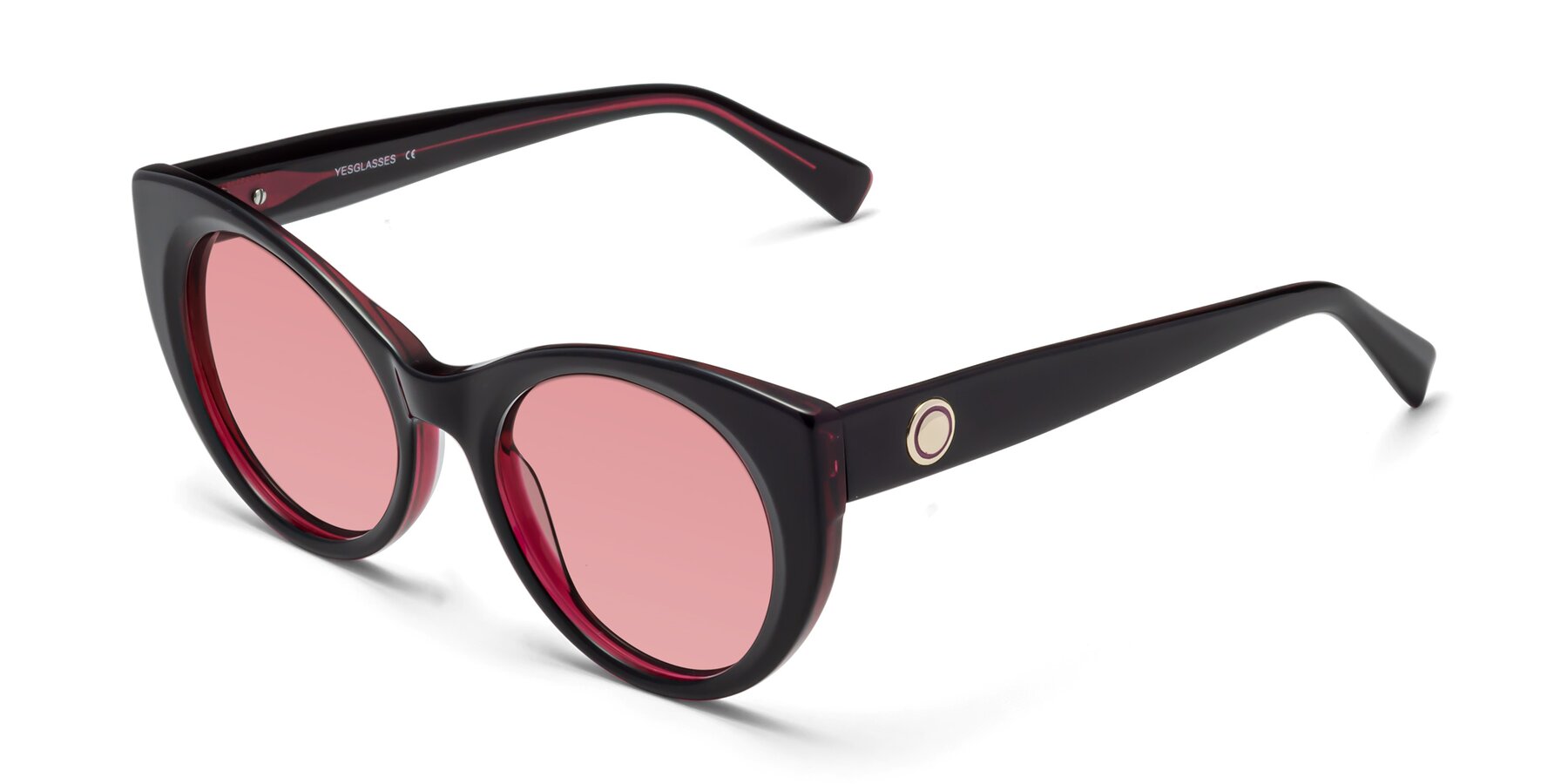 Angle of 1575 in Black-Purple with Medium Garnet Tinted Lenses