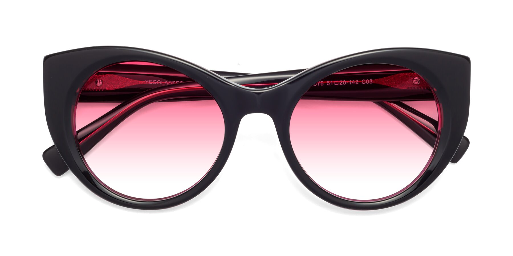 Folded Front of 1575 in Black-Purple with Pink Gradient Lenses