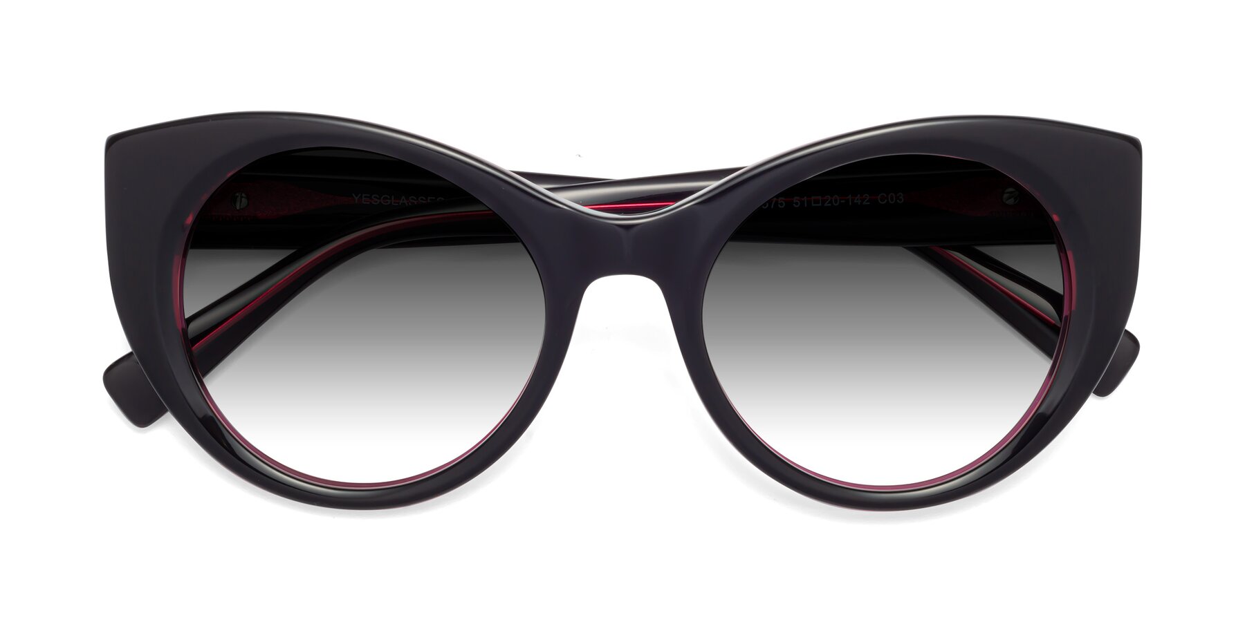 Folded Front of 1575 in Black-Purple with Gray Gradient Lenses
