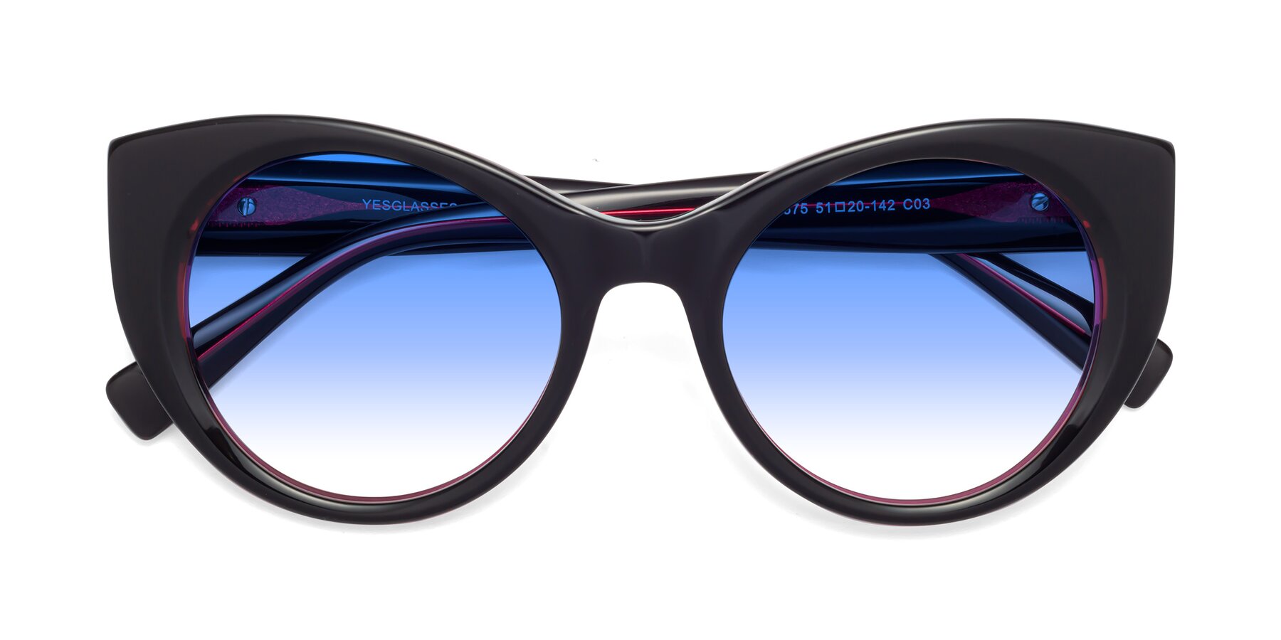 Folded Front of 1575 in Black-Purple with Blue Gradient Lenses