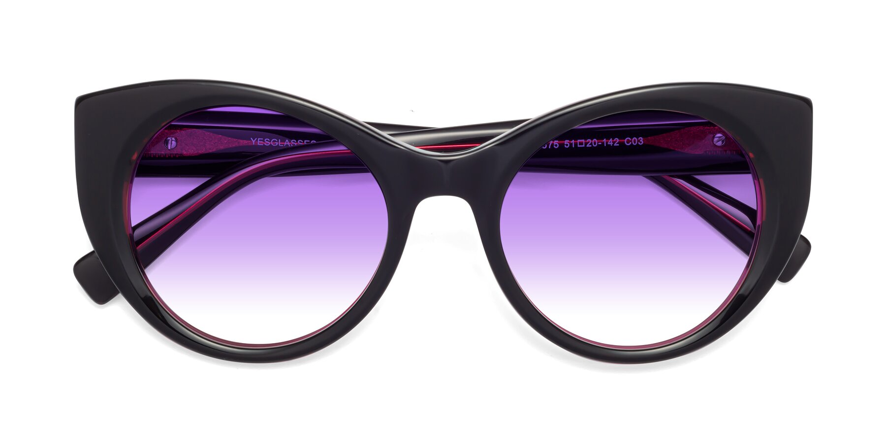 Folded Front of 1575 in Black-Purple with Purple Gradient Lenses