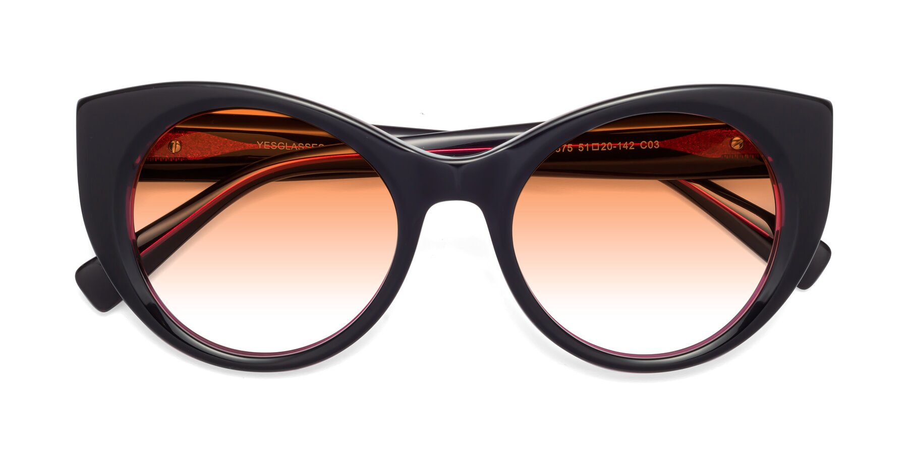 Folded Front of 1575 in Black-Purple with Orange Gradient Lenses