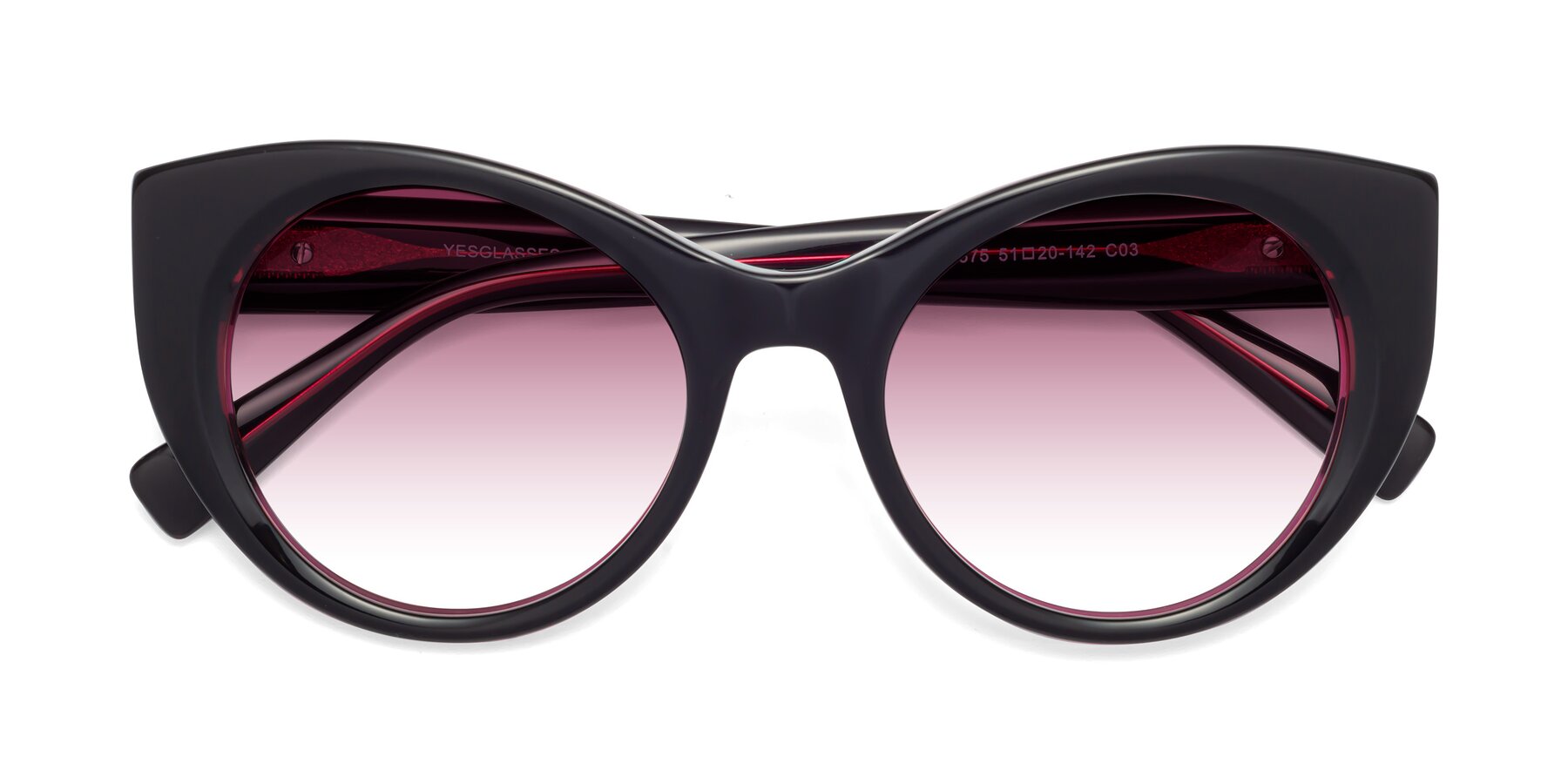 Folded Front of 1575 in Black-Purple with Wine Gradient Lenses