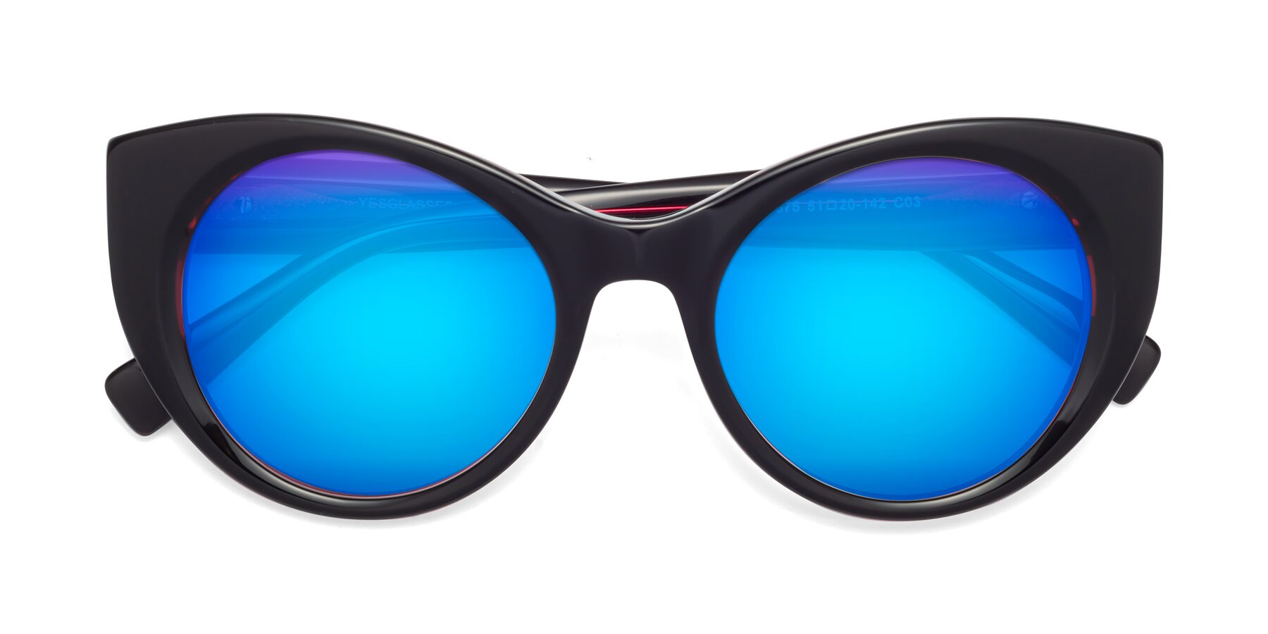 Folded Front of 1575 in Black-Purple with Blue Mirrored Lenses