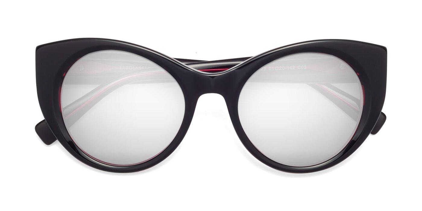 1575 - Black / Purple Flash Mirrored Sunglasses