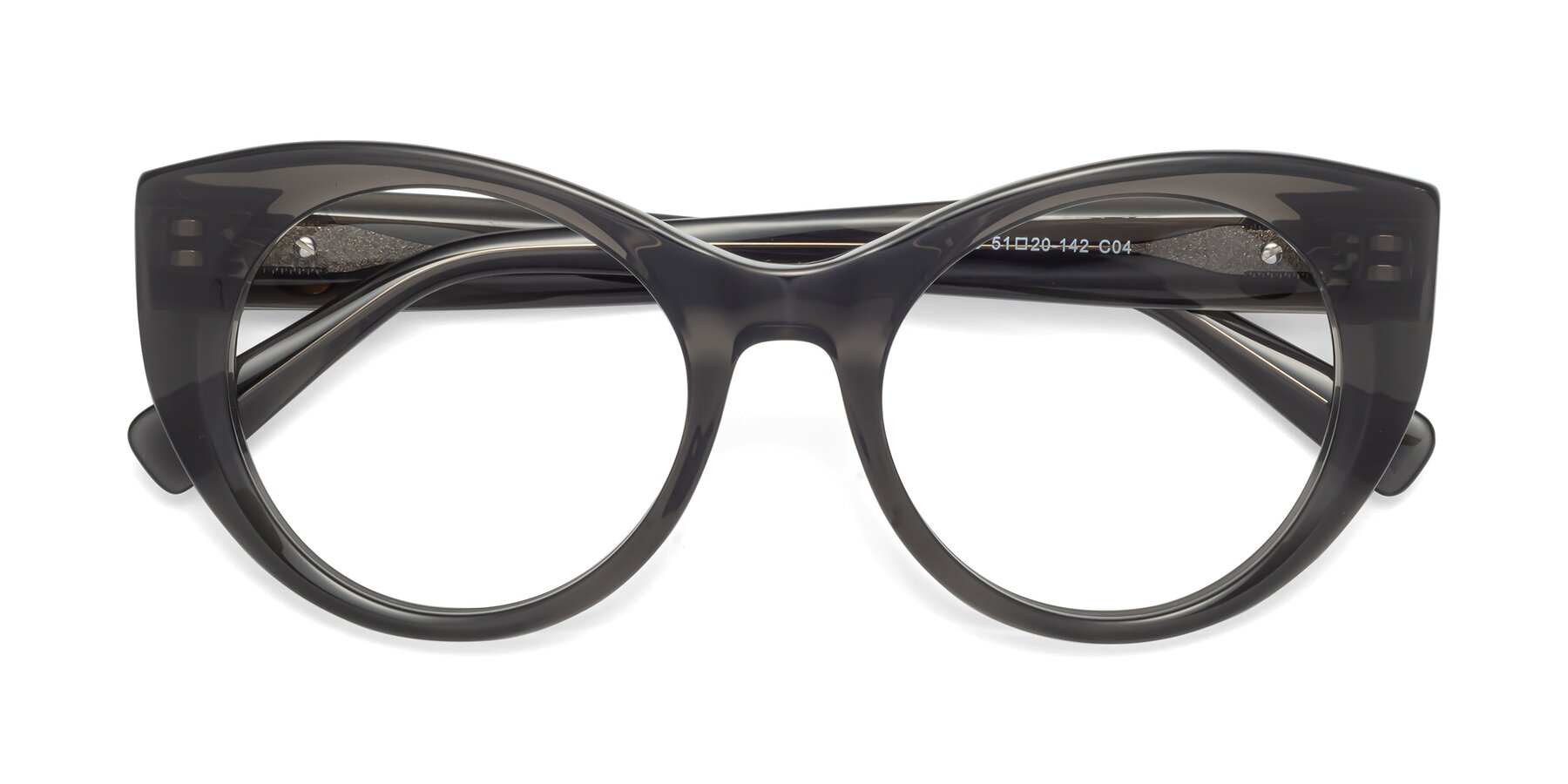 Folded Front of 1575 in Gray with Clear Reading Eyeglass Lenses