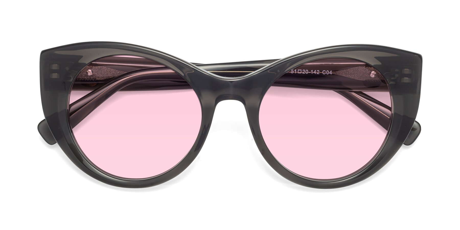 Folded Front of 1575 in Gray with Light Pink Tinted Lenses