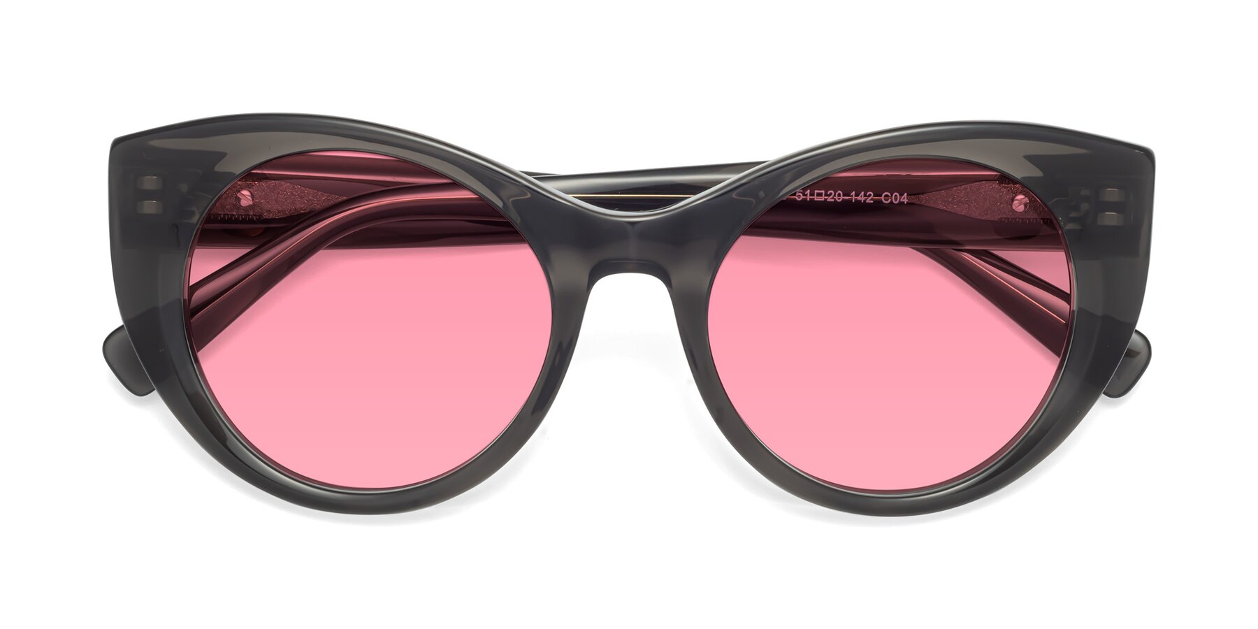 Folded Front of 1575 in Gray with Pink Tinted Lenses