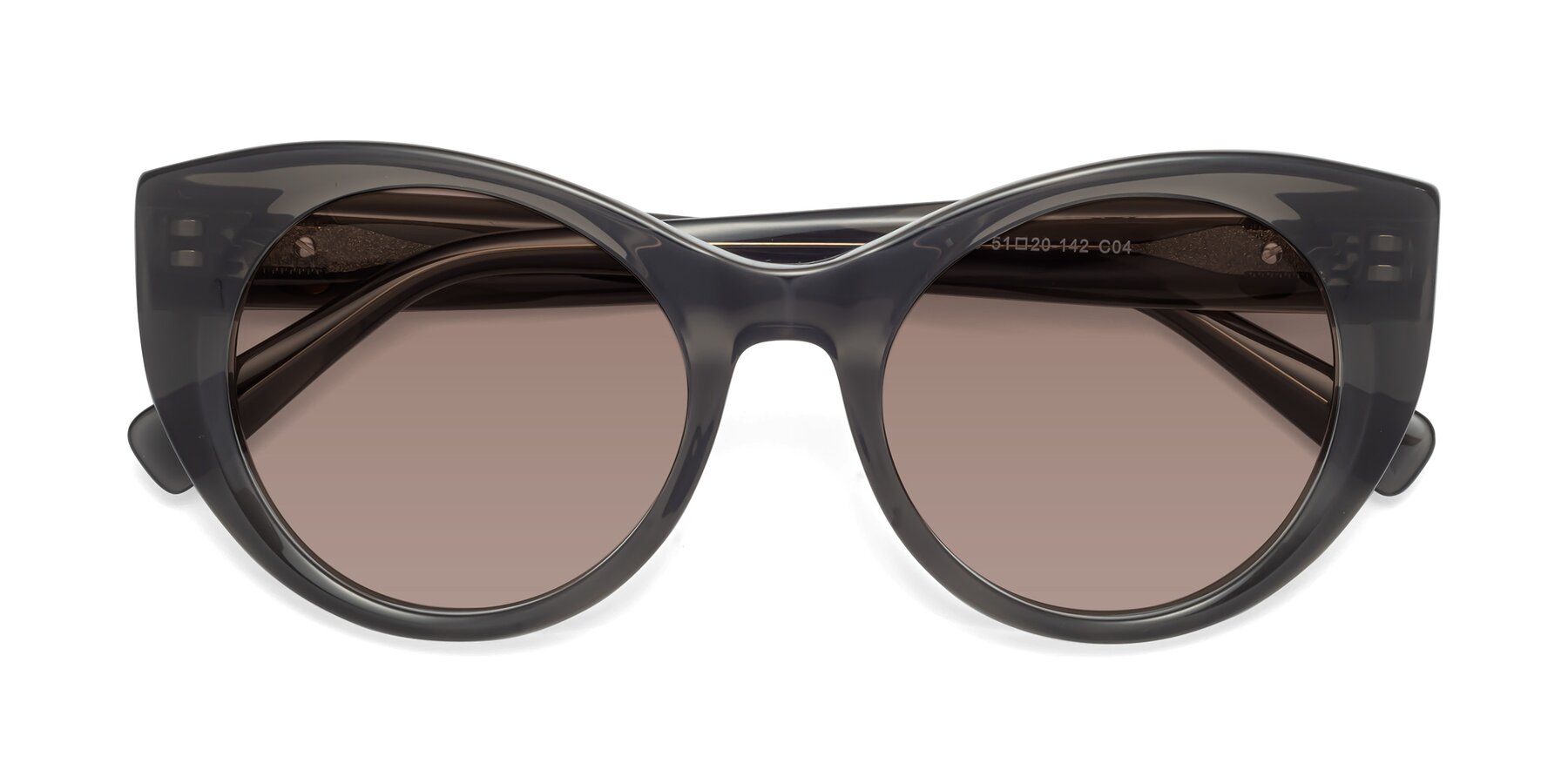 Folded Front of 1575 in Gray with Medium Brown Tinted Lenses