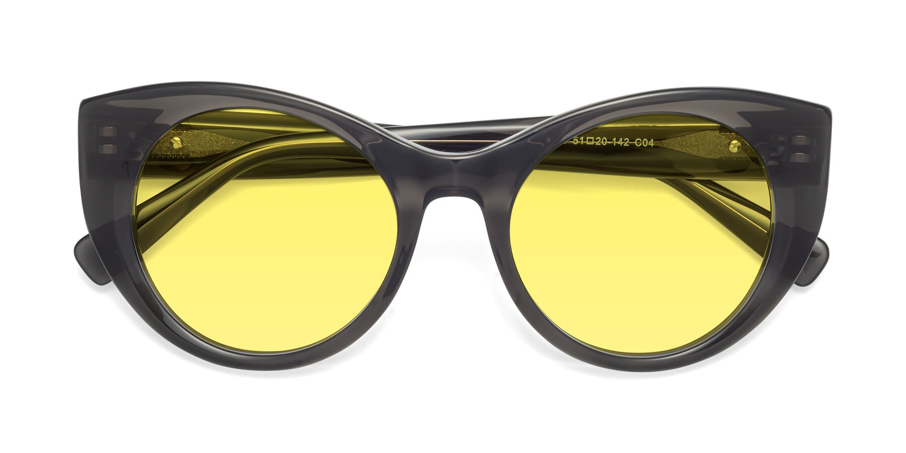 Folded Front of 1575 in Gray with Medium Yellow Tinted Lenses