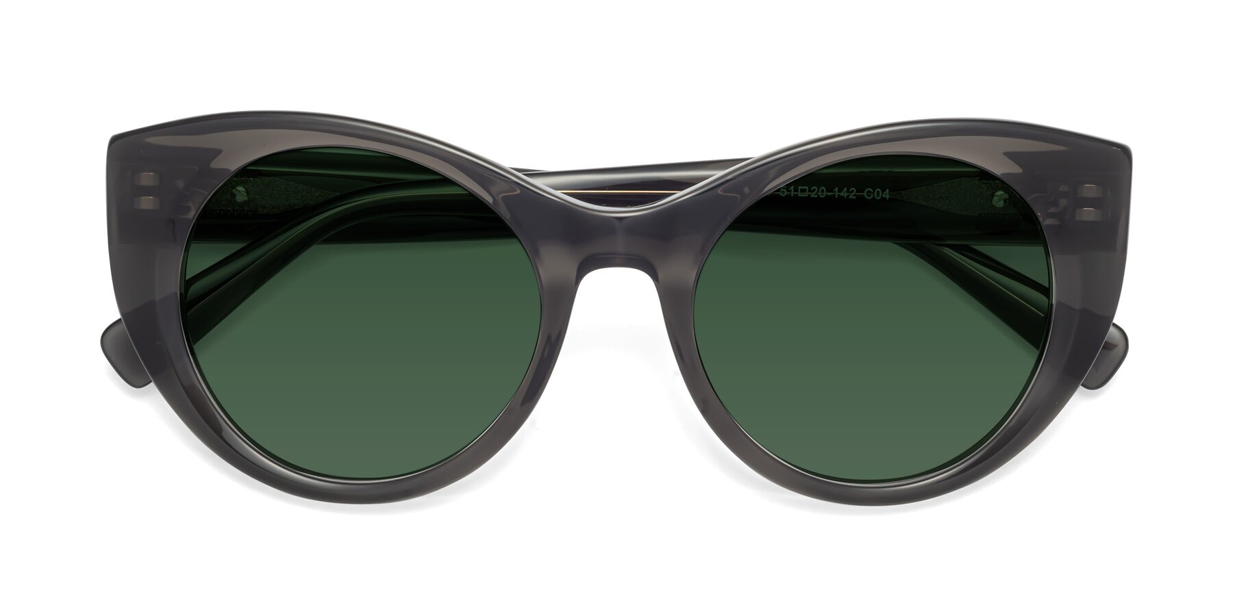 Folded Front of 1575 in Gray with Green Tinted Lenses