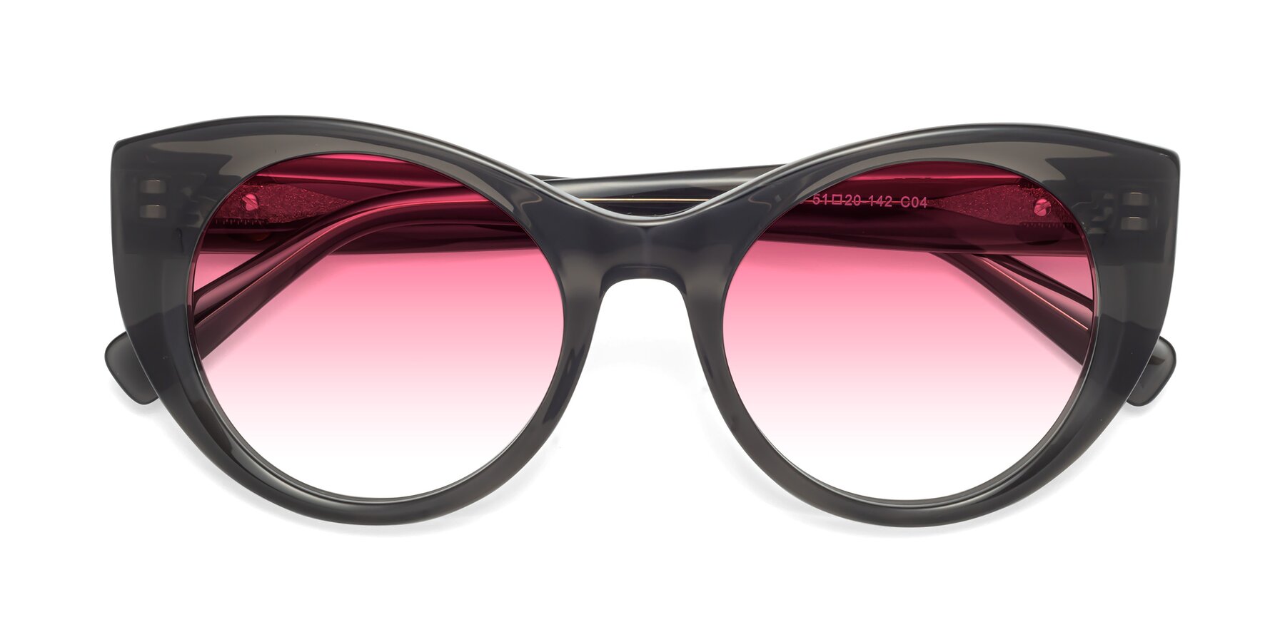 Folded Front of 1575 in Gray with Pink Gradient Lenses