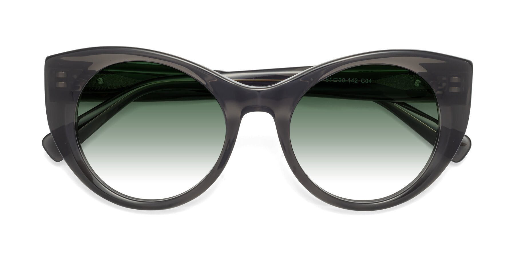 Folded Front of 1575 in Gray with Green Gradient Lenses