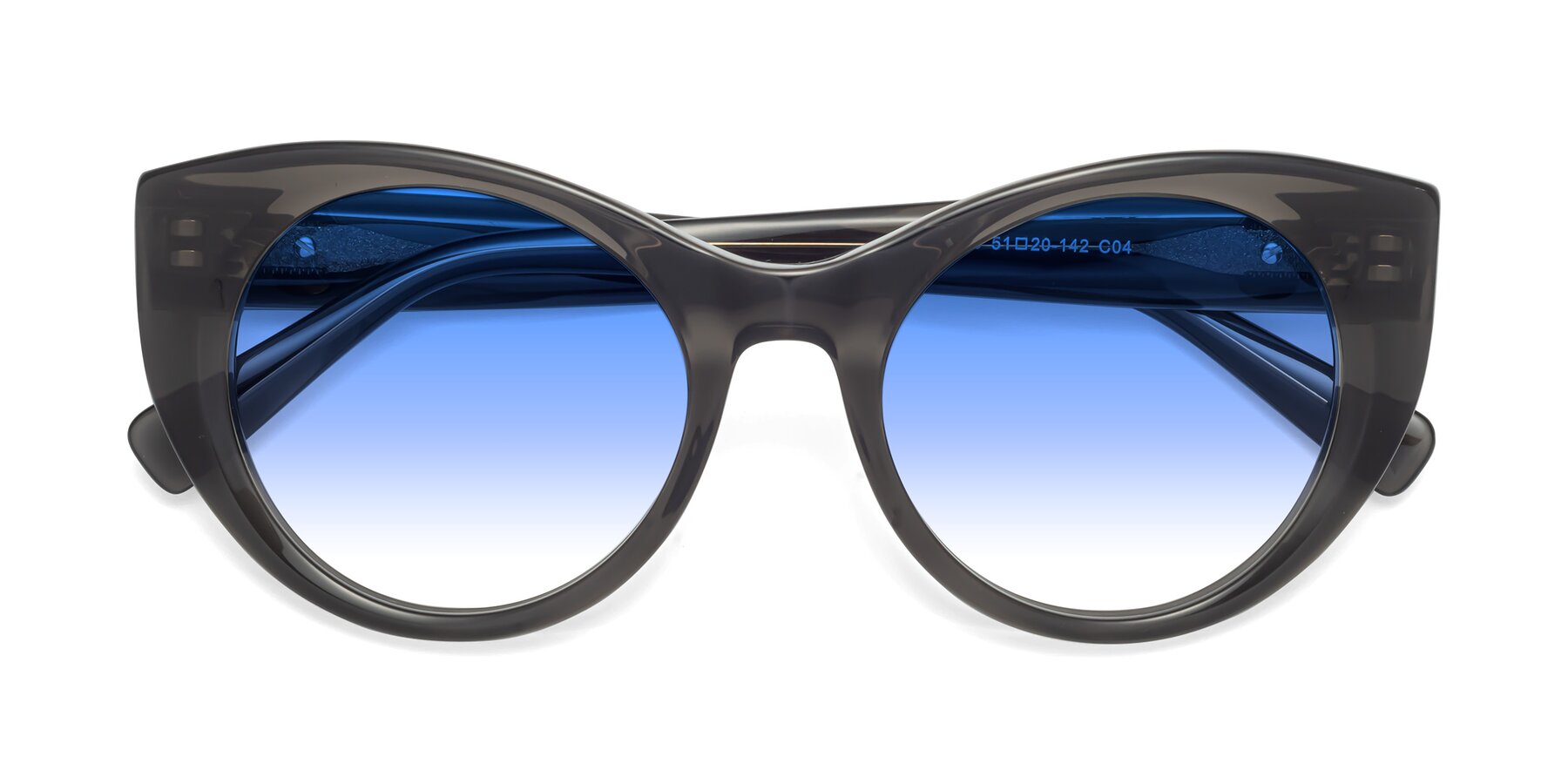 Folded Front of 1575 in Gray with Blue Gradient Lenses