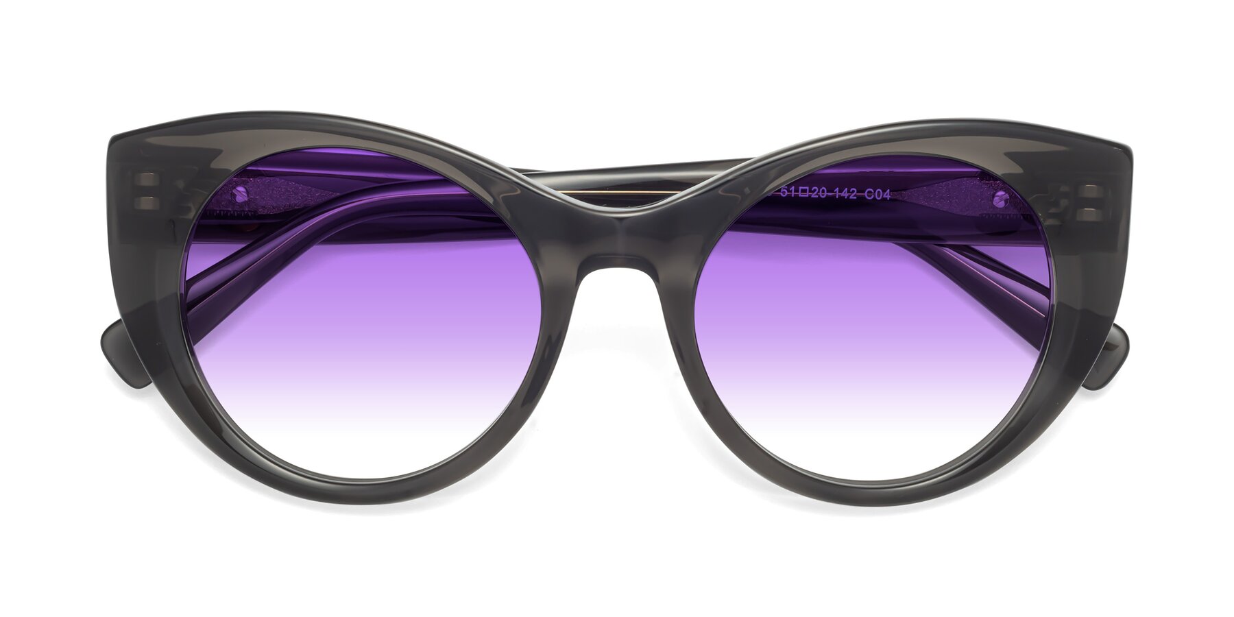 Folded Front of 1575 in Gray with Purple Gradient Lenses