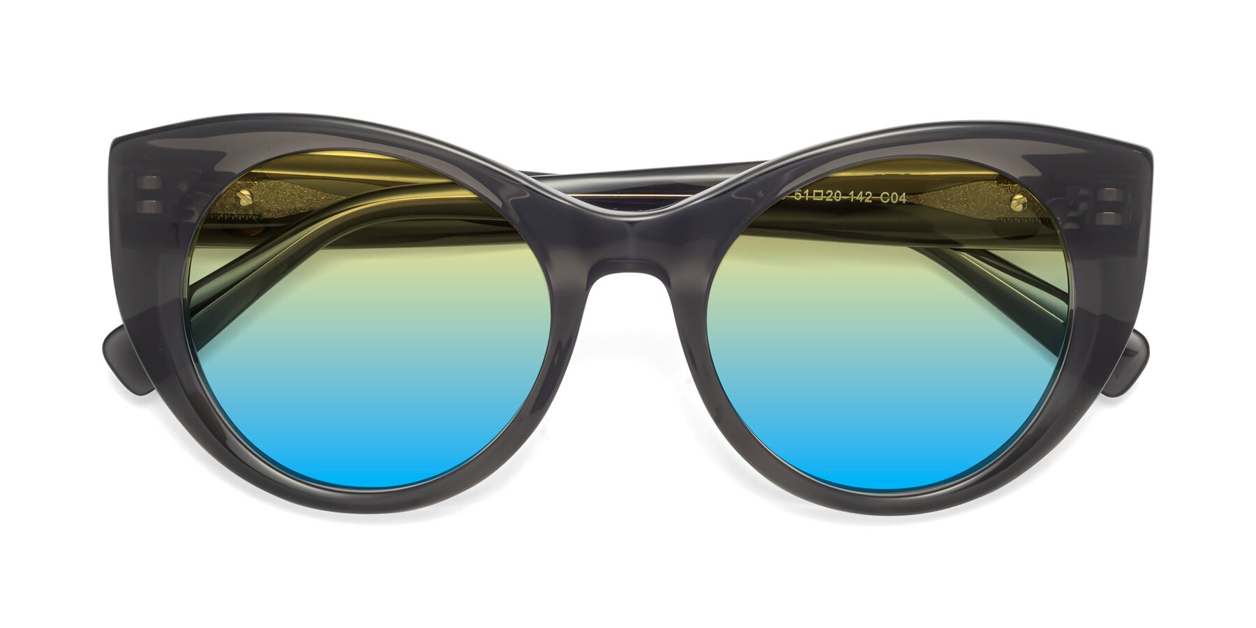 Folded Front of 1575 in Gray with Yellow / Blue Gradient Lenses