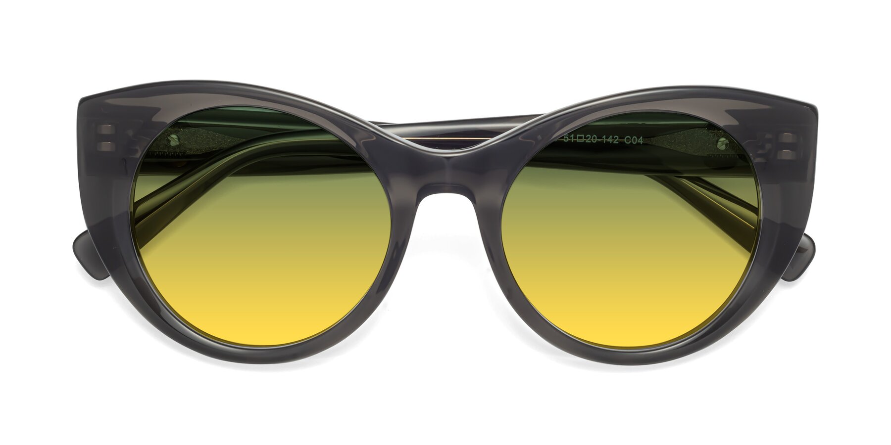 Folded Front of 1575 in Gray with Green / Yellow Gradient Lenses