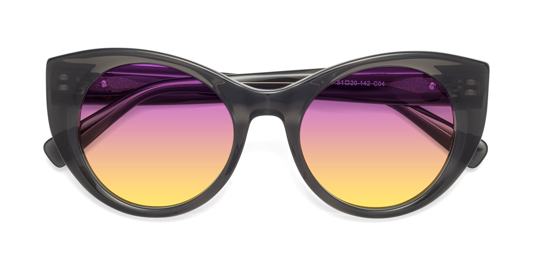 Folded Front of 1575 in Gray with Purple / Yellow Gradient Lenses