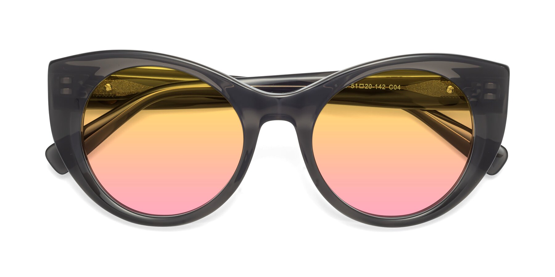 Folded Front of 1575 in Gray with Yellow / Pink Gradient Lenses