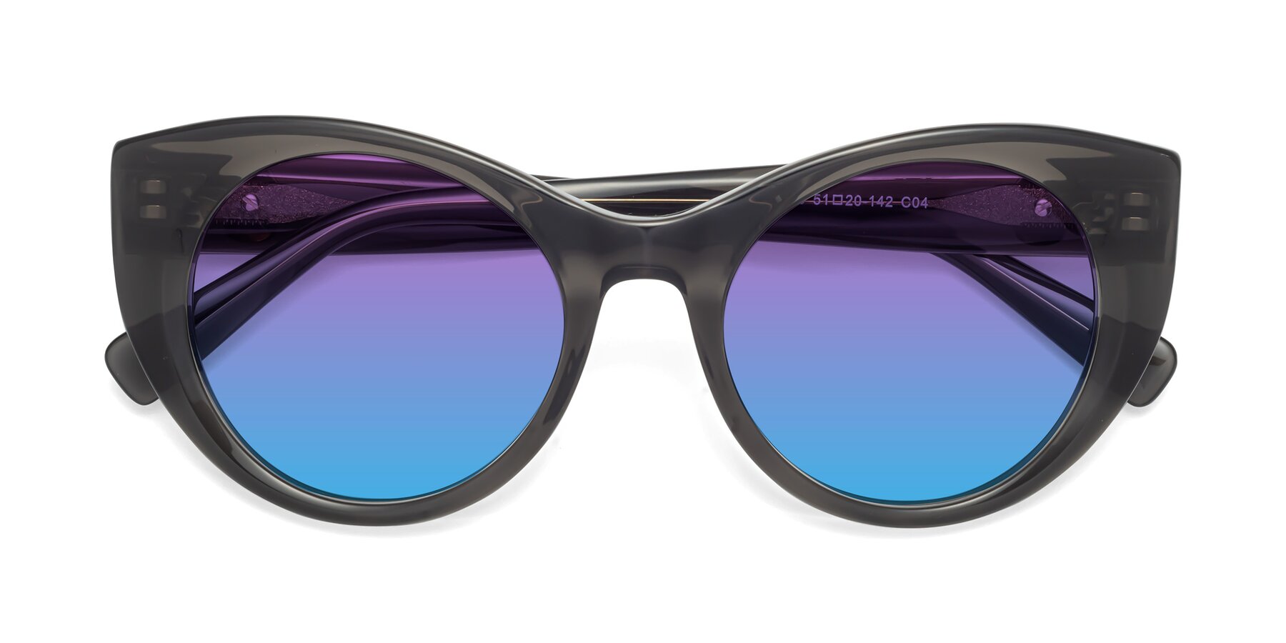 Folded Front of 1575 in Gray with Purple / Blue Gradient Lenses