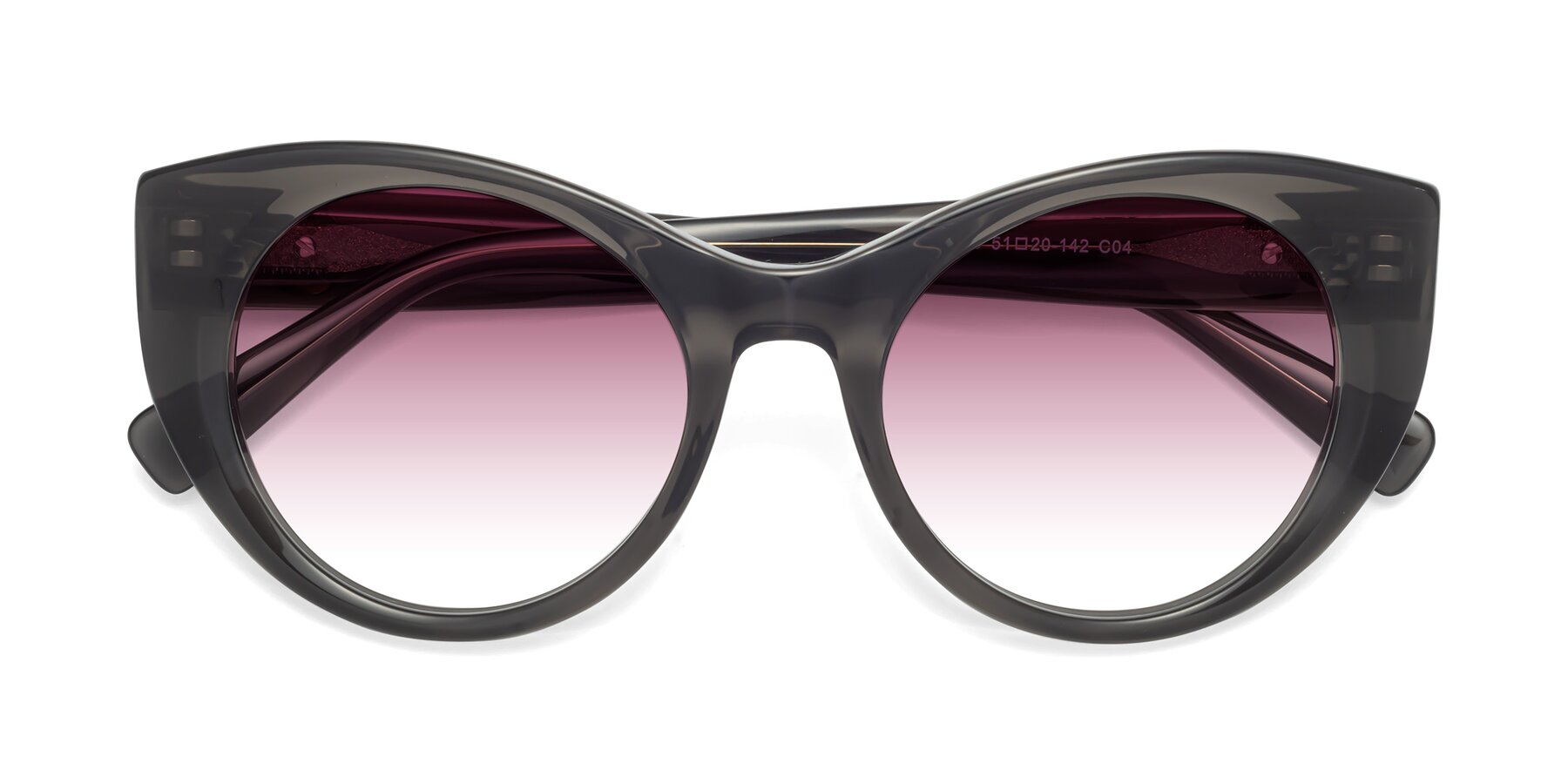 Folded Front of 1575 in Gray with Wine Gradient Lenses