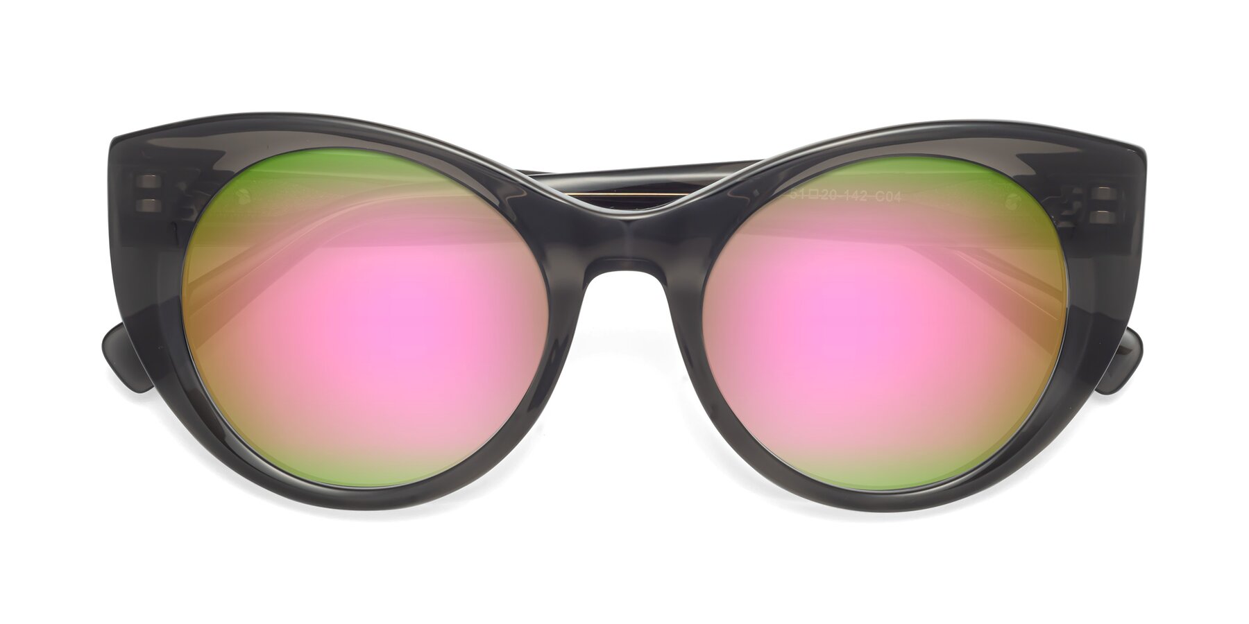 Folded Front of 1575 in Gray with Pink Mirrored Lenses