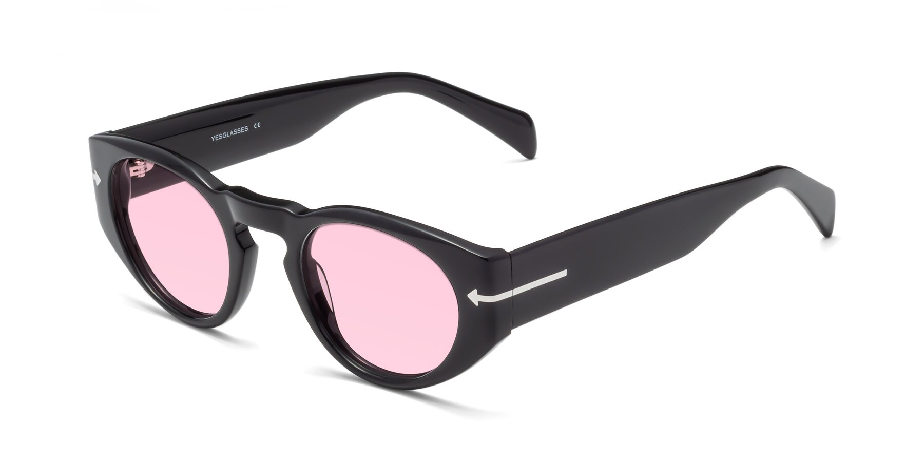 Angle of 1578 in Black with Light Pink Tinted Lenses