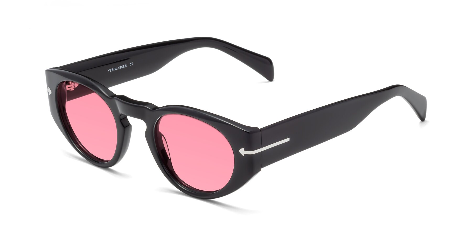 Angle of 1578 in Black with Pink Tinted Lenses