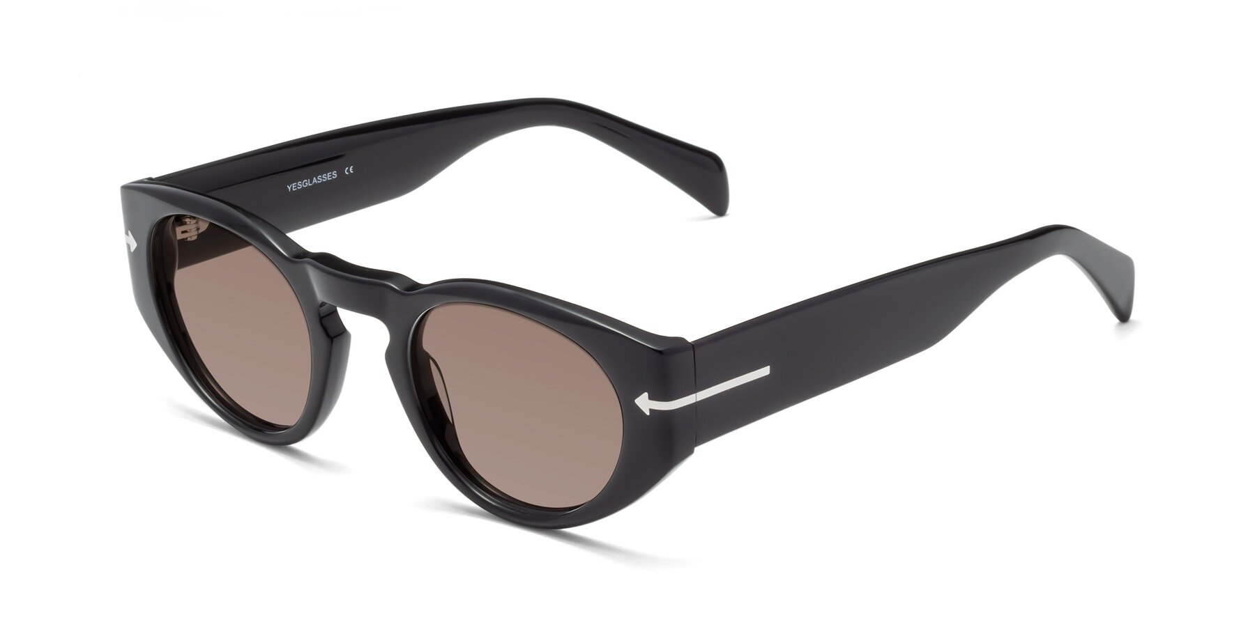 Angle of 1578 in Black with Medium Brown Tinted Lenses